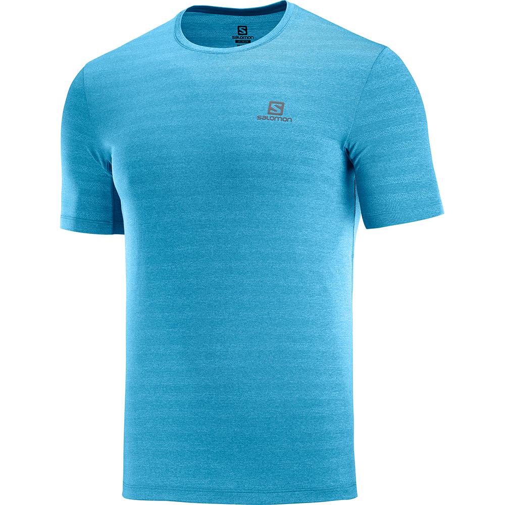 SALOMON XA M Philippines - Men's Tee Shirt - Blue | 596107-RUP